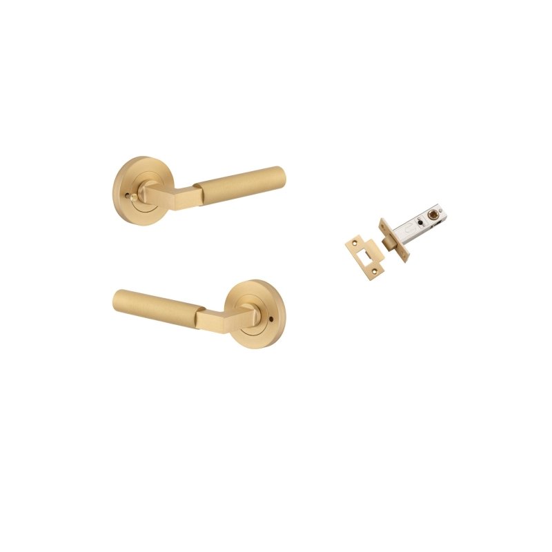 Iver Berlin Solid Brass Door Lever Handle | Inbuilt Privacy Kit | 7 Finishes - Brushed Brass