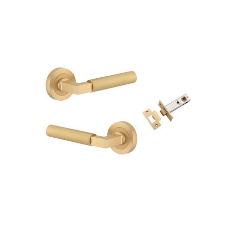 Iver Berlin Solid Brass Door Lever Handle | Passage Kit | 7 Finishes - Brushed Brass