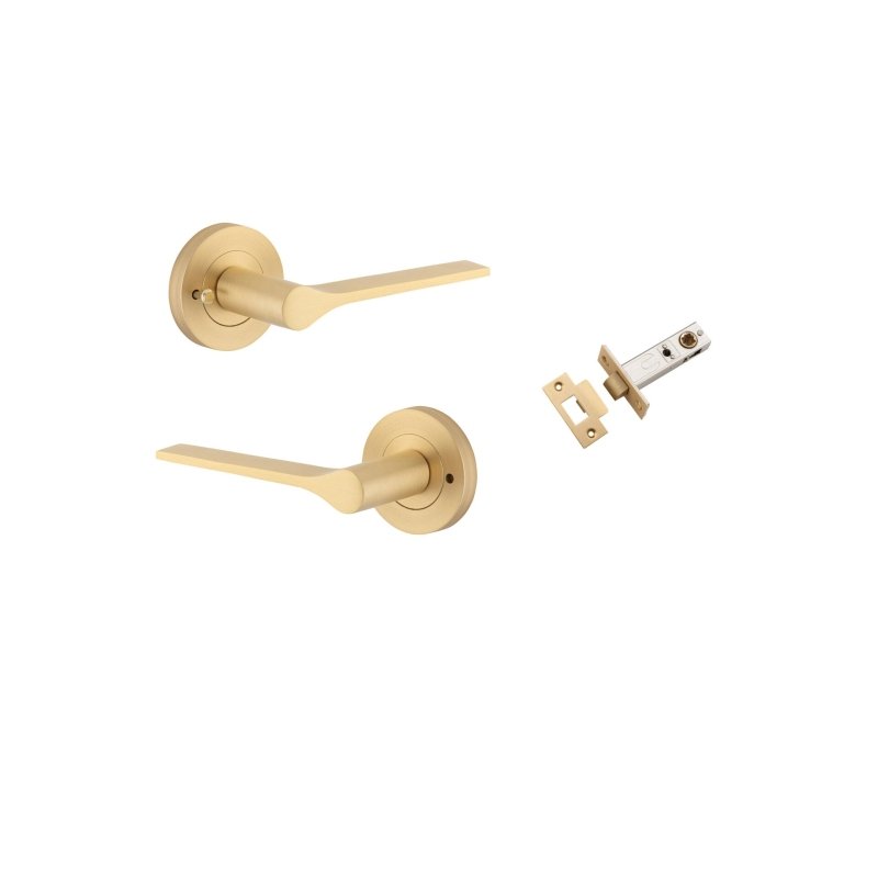 Iver Como Door Lever on Round Rose | Inbuilt Privacy Kit | 7 Finishes - Brushed Brass