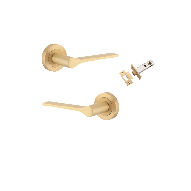 Iver Como Door Lever on Round Rose | Passage Kit | 7 Finishes - Brushed Brass