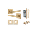 Iver Baltimore Door Lever on Square Rose | Entrance Kit (Key/Key) | 7 Finishes - Brushed Brass