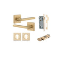 Iver Baltimore Door Lever on Square Rose | Entrance Kit (Key/Thumb) | 7 Finishes - Brushed Brass
