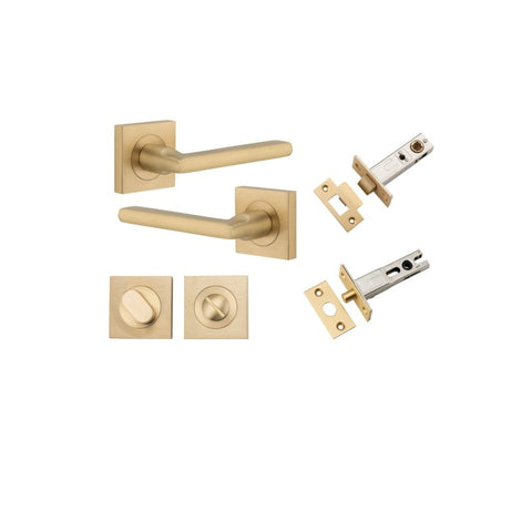 Iver Baltimore Door Lever on Square Rose | Separate Privacy Kit | 7 Finishes - Brushed Brass