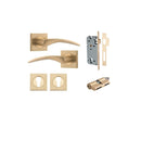 Iver Oxford Door Lever on Square Rose | Entrance Kit (Key/Key) | 4 Finishes - Brushed Brass