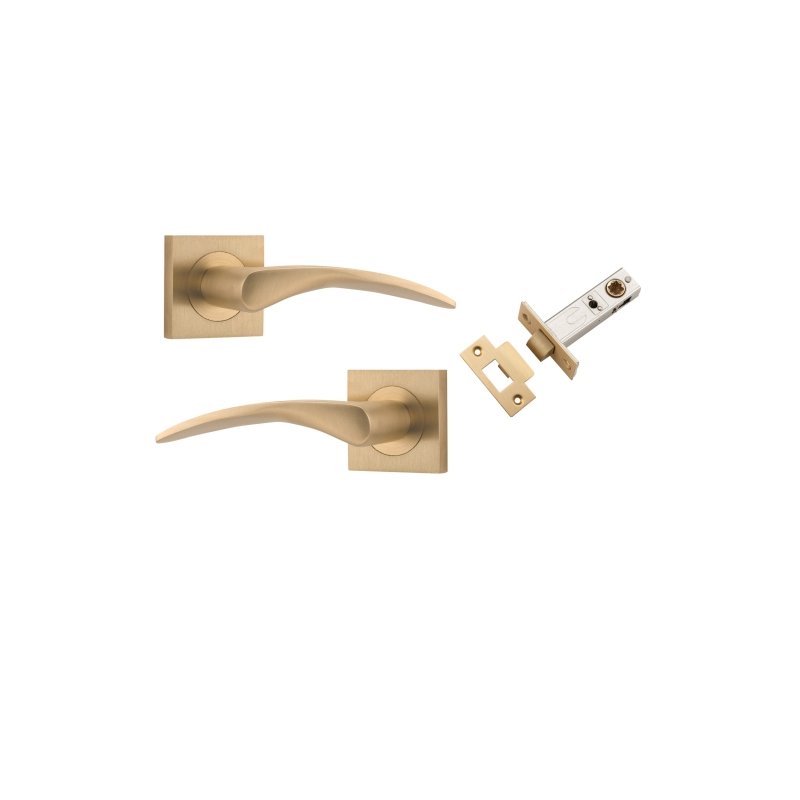 Iver Oxford Door Lever on Square Rose | Passage Kit | 4 Finishes - Brushed Brass