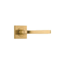 IVER Annecy Door Lever Handle On Square Rose Pair | Lever Set Only | 9 Finishes - Brushed Brass