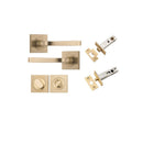 IVER Annecy Door Lever Handle On Square Rose Pair | Separate Privacy Kit | 9 Finishes - Brushed Brass