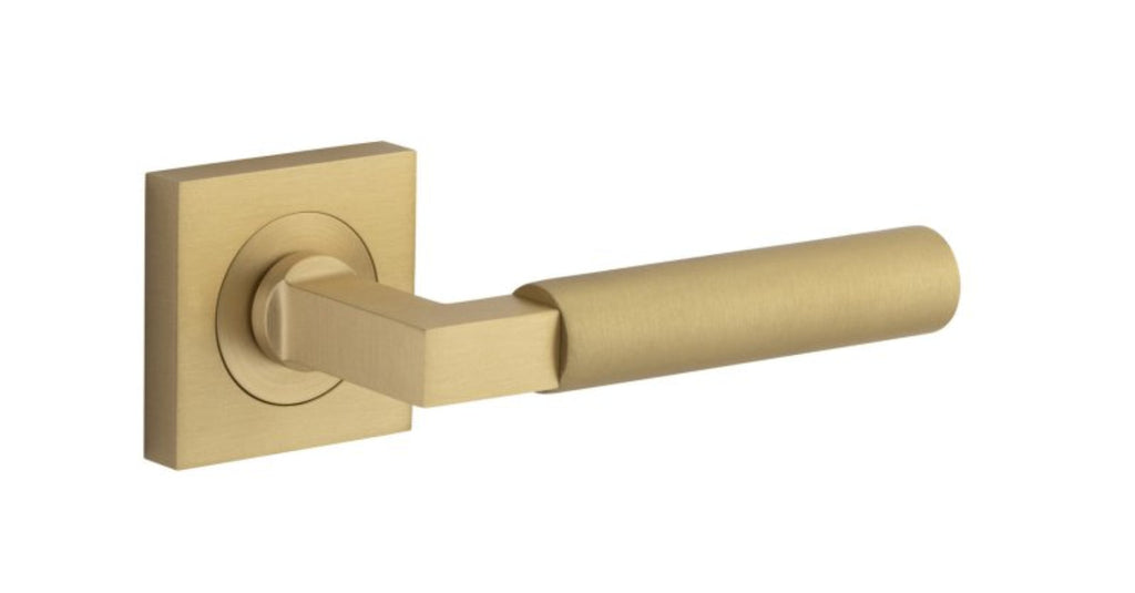 Iver Berlin Door Lever on Square Rose | Lever Set Only | 7 Finishes - Brushed Brass