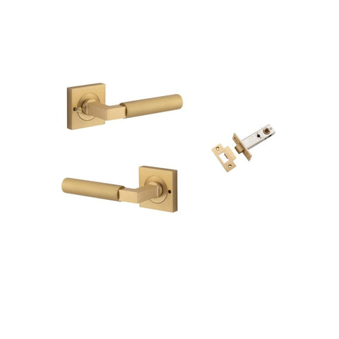 Iver Berlin Door Lever on Square Rose | Inbuilt Privacy Kit | 7 Finishes - Brushed Brass