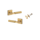 Iver Berlin Door Lever on Square Rose | Passage Kit | 7 Finishes - Brushed Brass