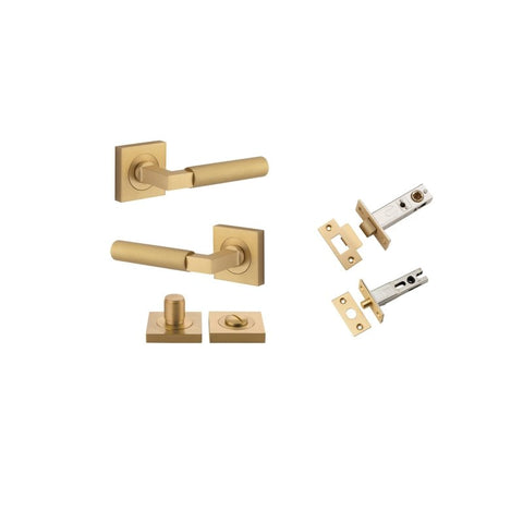 Iver Berlin Door Lever on Square Rose | Separate Privacy Kit | 7 Finishes - Brushed Brass