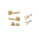 Iver Berlin Door Lever on Square Rose | Separate Privacy Kit | 7 Finishes - Brushed Brass