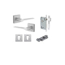 Iver Como Door Lever on Square Rose | Entrance Kit (Key/Thumb) | 7 Finishes - Brushed Chrome