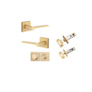 Iver Como Door Lever on Square Rose | Separate Privacy Kit | 7 Finishes - Brushed Brass
