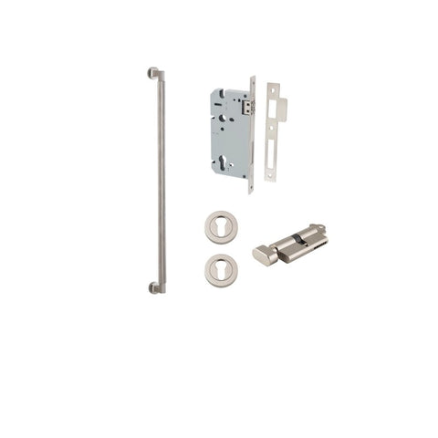 IVER Brunswick Door Pull Handle | 600mm Entrance Kit (Key/Thumb) - Satin Nickel