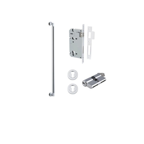 IVER Berlin Door Pull Single Handle Only | 600mm Entrance Kit (Key/Key) - Polished Chrome