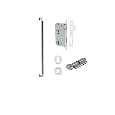 IVER Berlin Door Pull Single Handle Only | 600mm Entrance Kit (Key/Thumb) - Brushed Chrome