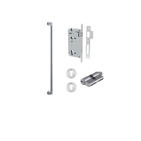 IVER Berlin Door Pull Single Handle Only | 600mm Entrance Kit (Key/Key) - Brushed Chrome