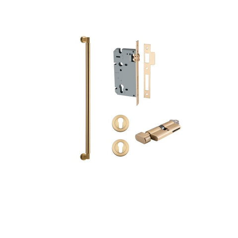 IVER Berlin Door Pull Single Handle Only | 600mm Entrance Kit (Key/Thumb) - Brushed Brass