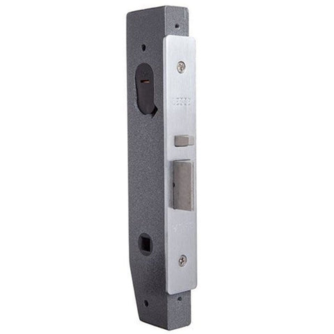 Door handle and lock mechanism on a white background