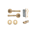 IVER Verona Door Lever Handle On Round Rose Pair | Entrance Kit (Key/Key) | 9 Finishes - Brushed Brass