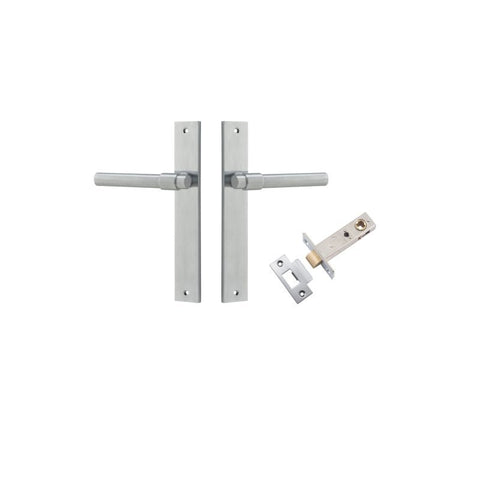 IVER Helsinki Door Lever Handle On Rectangular Backplate | Passage Kit | 7 Finishes - Brushed Chrome
