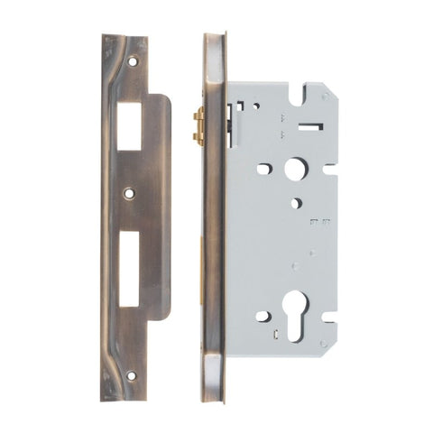 Iver 85mm Rebated Euro Roller Mortice Lock | 60mm Backset - Signature Brass