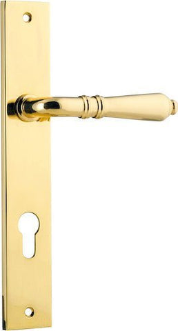 IVER Sarlat Lever Door Handle On Rectangular Backplate | Entrance Lever Set Only | 10 Finishes - Polished Brass