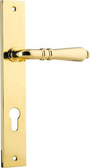 IVER Sarlat Lever Door Handle On Rectangular Backplate | Entrance Lever Set Only | 10 Finishes - Polished Brass