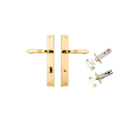 IVER Sarlat Lever Door Handle On Rectangular Backplate | Separate Privacy Kit | 10 Finishes - Polished Brass