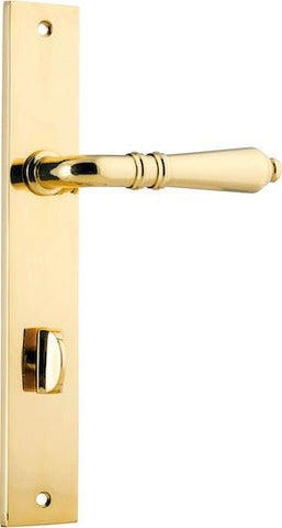 IVER Sarlat Lever Door Handle On Rectangular Backplate | Privacy Lever Set Only | 10 Finishes - Polished Brass