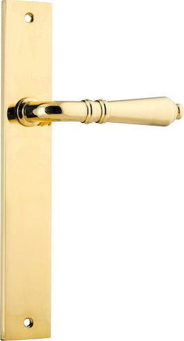 IVER Sarlat Lever Door Handle On Rectangular Backplate | Passage Lever Set Only | 10 Finishes - Polished Brass