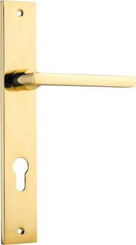 IVER Baltimore Door Lever Handle On Rectangular Backplate | Entrance- Lever Only | 7 Finishes - Polished Brass