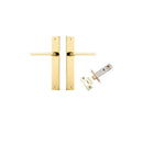 IVER Baltimore Door Lever Handle On Rectangular Backplate | Passage Kit | 7 Finishes - Polished Brass