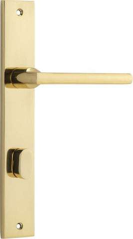 IVER Baltimore Door Lever Handle On Rectangular Backplate | Privacy- Lever Only | 7 Finishes - Polished Brass