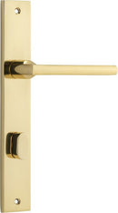 IVER Baltimore Door Lever Handle On Rectangular Backplate | Privacy- Lever Only | 7 Finishes - Polished Brass