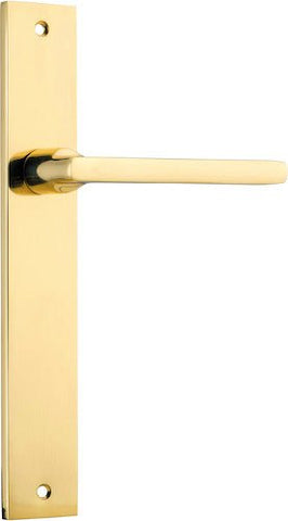 IVER Baltimore Door Lever Handle On Rectangular Backplate | Passage- Lever Only | 7 Finishes - Polished Brass
