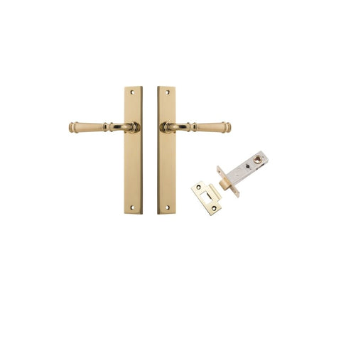 IVER Verona Door Lever Handle On Rectangular Backplate | Passage Kit | 9 Finishes - Polished Brass