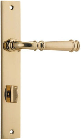 IVER Verona Door Lever Handle On Rectangular Backplate | Privacy Lever Set Only | 9 Finishes - Polished Brass