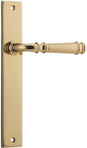 IVER Verona Door Lever Handle On Rectangular Backplate | Passage Lever Set Only | 9 Finishes - Polished Brass