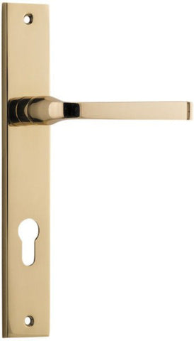 IVER Annecy Door Lever Handle On Rectangular Backplate | Entrance Lever Set Only | 9 Finishes - Polished Brass