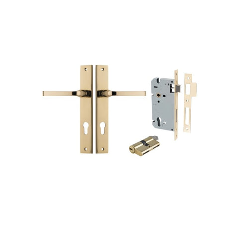 IVER Annecy Door Lever Handle On Rectangular Backplate | Entrance Kit (Key/Key) | 9 Finishes - Polished Brass