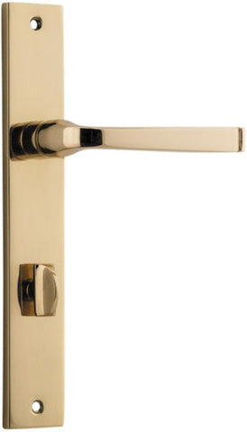 IVER Annecy Door Lever Handle On Rectangular Backplate | Privacy Lever Set Only | 9 Finishes - Polished Brass