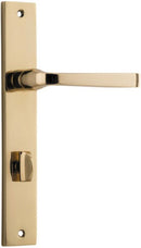 IVER Annecy Door Lever Handle On Rectangular Backplate | Privacy Lever Set Only | 9 Finishes - Polished Brass
