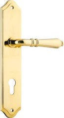 IVER Sarlat Lever Door Handle On Shouldered Backplate | Entrance Lever Set Only | 10 Finishes - Polished Brass