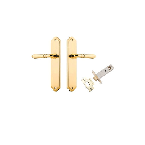 IVER Sarlat Lever Door Handle On Shouldered Backplate | Passage Kit | 10 Finishes - Polished Brass
