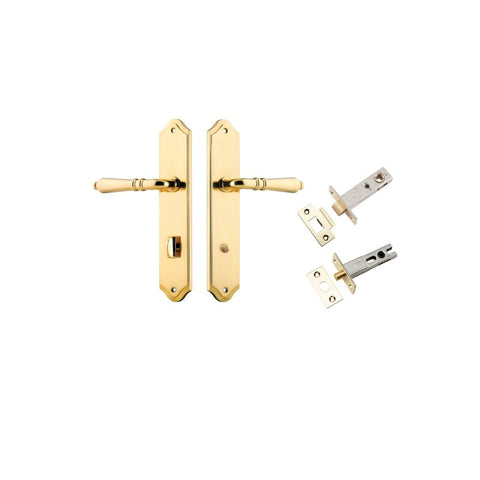 IVER Sarlat Lever Door Handle On Shouldered Backplate | Separate Privacy Kit | 10 Finishes - Polished Brass