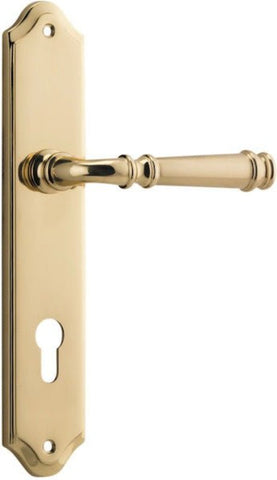 IVER Verona Door Lever Handle On Shouldered Backplate | Entrance Lever Set Only | 9 Finishes - Polished Brass