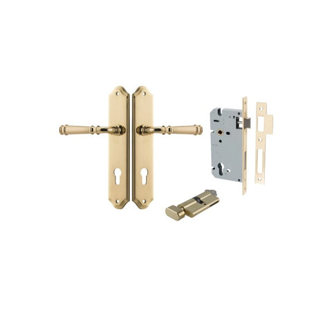 IVER Verona Door Lever Handle On Shouldered Backplate | Entrance Kit (Key/Thumb) | 9 Finishes - Polished Brass