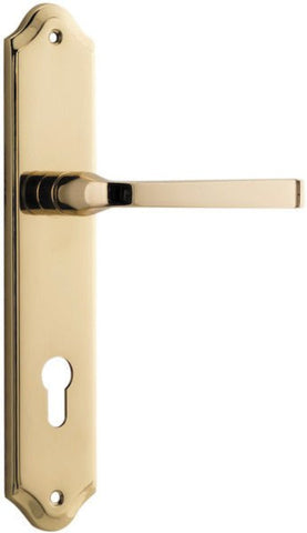 IVER Annecy Door Lever Handle On Shouldered Backplate | Entrance Lever Set Only | 9 Finishes - Polished Brass